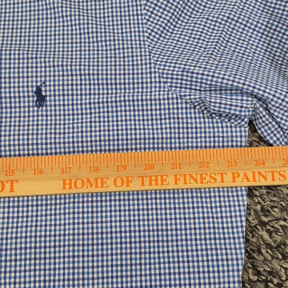 Ralph Lauren Long Sleeve Mens Large Blue Check Button Down Custom Fit - Picture 6 of 9